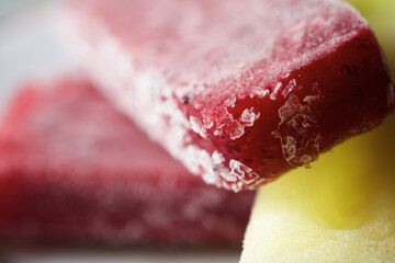 Fruit ice popsicles view