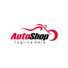 autoshop logo vector. motorcycle logo concept.
