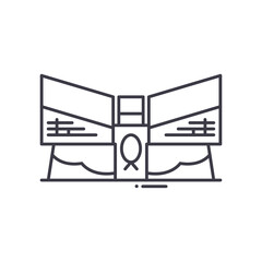 Asian aquarium icon, linear isolated illustration, thin line vector, web design sign, outline concept symbol with editable stroke on white background.