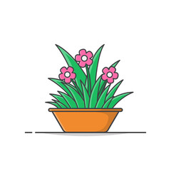 House Plant In Pot Vector Icon Illustration. Trendy Plant Growing In Pot Or Planters. Flowerpot Bloom Icon