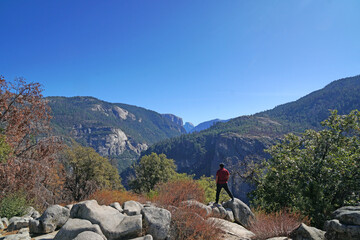 Landscape Closeup Nature view of Yosemite Tunnel View From this vista you can see El Capitan, Half...