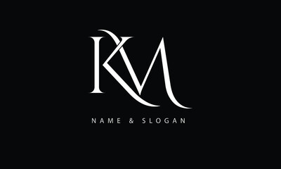 MK, KM, M, K abstract letters logo monogram