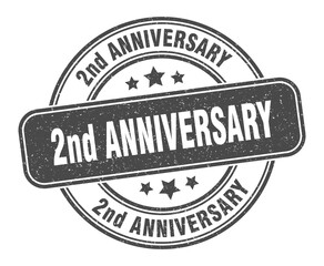 2nd anniversary stamp. 2nd anniversary label. round grunge sign