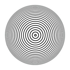 3D geometric striped rounded shape. Sphere. Trendy Illusion effect. The Ball. Black color. Stylised modern minimalistic graphic design. Decoration element. Vector EPS 10. 