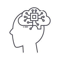 Artificial mind icon, linear isolated illustration, thin line vector, web design sign, outline concept symbol with editable stroke on white background.