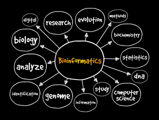 Bioinformatics mind map, concept for presentations and reports