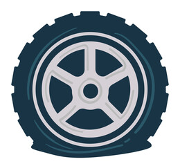 Deflated rubber tyre with disc, problem with tire © Sonulkaster