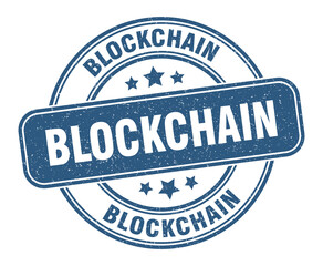 blockchain stamp. blockchain label. round grunge sign