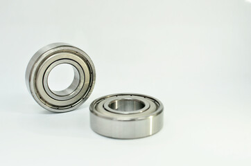 Steel ball bearing isolated in white background