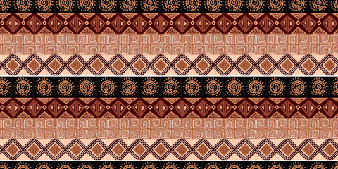 African print, seamless vector pattern in traditional African manner. Ethnic ornament. Warm browns © Анна Таранкова