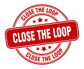 close the loop stamp. close the loop label. round grunge sign