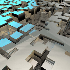 3D illustration of futuristic structure looks like beautiful modern city