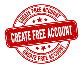 create free account stamp. create free account label. round grunge sign