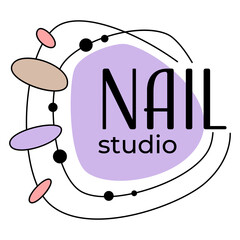 Nail studio emblem with color designs samples