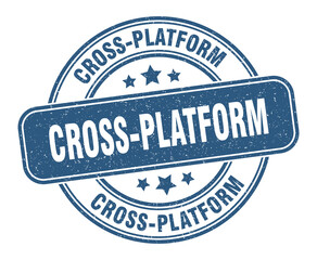 cross-platform stamp. cross-platform label. round grunge sign