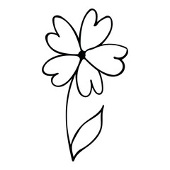 Single hand drawn scandi floral element.  Doodle vector illustration for greeting cards, wedding designs and logos.