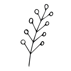 Single hand drawn scandi floral element.  Doodle vector illustration for greeting cards, wedding designs and logos.