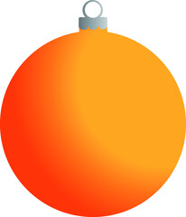 Orange simple Christmas decoration vector, round festive ornament for hanging in xmas tree clip art vectorial eps with gradient shadows
