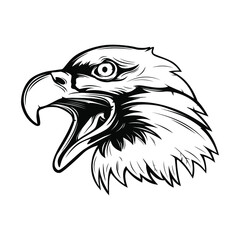 Eagle emblem isolated on white vector illustration. World symbol of freedom. Retro color logo of falcon. Eagle detailed logo.