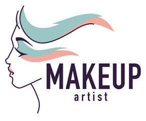 Makeup artist, emblem logo of studio or workshop