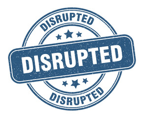 disrupted stamp. disrupted label. round grunge sign