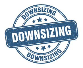 downsizing stamp. downsizing label. round grunge sign