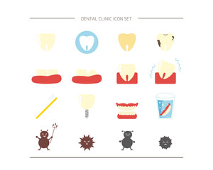 Vector illustration set for dental clinics. Dentist