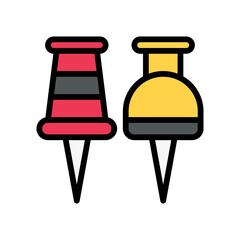 high school related push pin or board pins with handles vectors with editable stroke,
