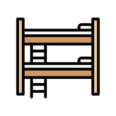 high school related school double bed with stairs vectors with editable stroke,