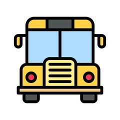 high school related school bus with lights and mirrors vectors with editable stroke,