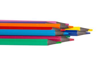 Different color pencils for art creation isolated on teh white