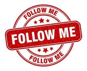 follow me stamp. follow me label. round grunge sign