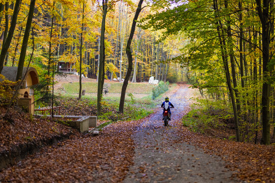 November 7, 2020, images from the enduro motorbike training made in the forest near Pitesti, Romania.
