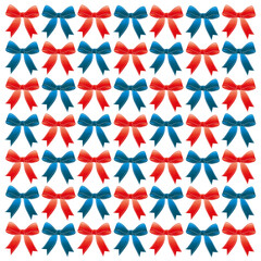 Blue and red bows isolated against white background
