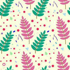  Botanical seamless pattern with plant elements Rowan leaves, berries. Design for textiles, fabric, covers