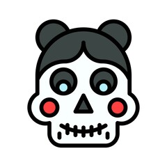 dia de los or muertos related muertos skull with teath vector with editable stroke,