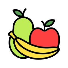 dia de los or muertos related muertos fruits banana, apple vector with editable stroke,