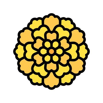 dia de los or muertos related muertos marigold flower vector with editable stroke,