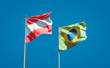 Beautiful national state flags of Brasil and Austria.