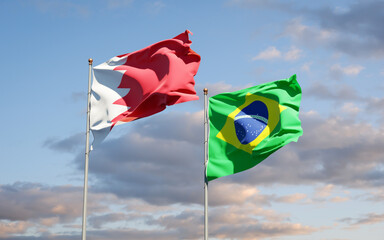 Beautiful national state flags of Brasil and Bahrain.