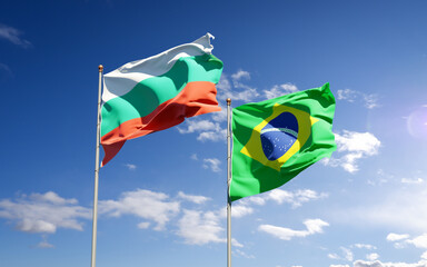 Beautiful national state flags of Brasil and Bulgaria.