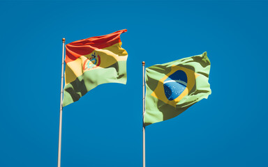 Beautiful national state flags of Brasil and Bolivia.