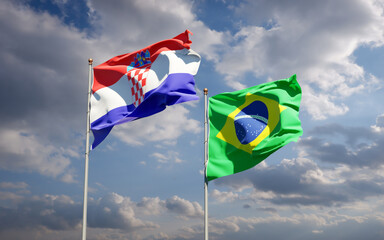 Beautiful national state flags of Brasil and Croatia.