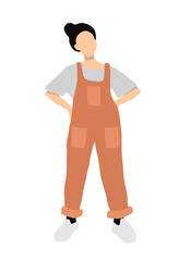 Abstract figure of a woman in an orange jumpsuit. Fashion modern vector illustration