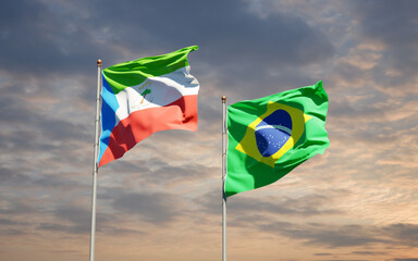 Beautiful national state flags of Brasil and Equatorial Guinea.
