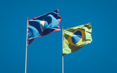 Beautiful national state flags of Brasil and Guam.
