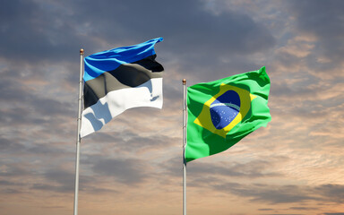 Beautiful national state flags of Brasil and Estonia.