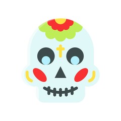dia de los or muertos related muertos skull with teath vector in flat style,