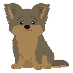 Flat colored simple and adorable Yorkshire Terrier sitting illustration