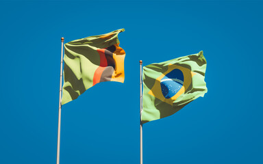 Beautiful national state flags of Zambia and Brasil.